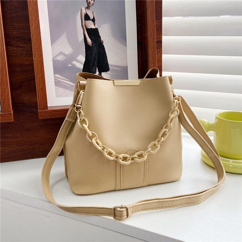 Minimalist Chain Decor Crossbody Bucket Bag for Women