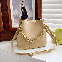 Minimalist Chain Decor Crossbody Bucket Bag for Women