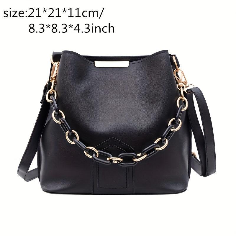 Minimalist Chain Decor Crossbody Bucket Bag for Women