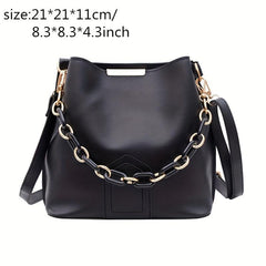 Minimalist Chain Decor Crossbody Bucket Bag for Women