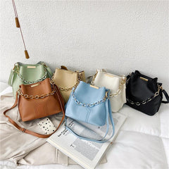 Minimalist Chain Decor Crossbody Bucket Bag for Women