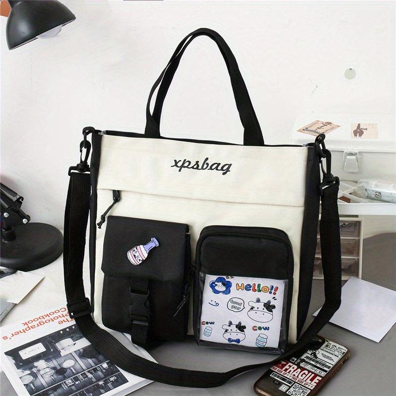 Preppy Style Crossbody Bag Pockets Front Shoulder Bag