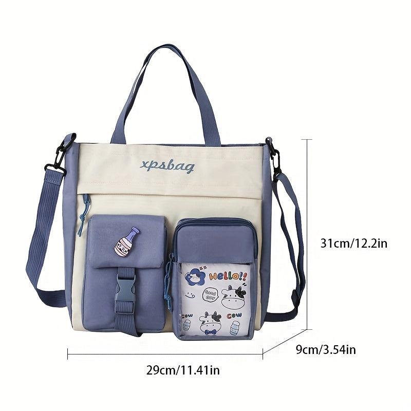 Preppy Style Crossbody Bag Pockets Front Shoulder Bag