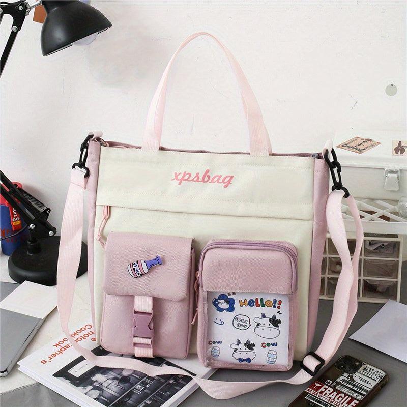 Preppy Style Crossbody Bag Pockets Front Shoulder Bag