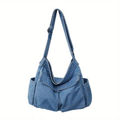 Casual Denim Hobo Shoulder Bag Crossbody Bag Stylish Large Capacity