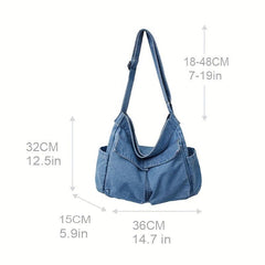 Casual Denim Hobo Shoulder Bag Crossbody Bag Stylish Large Capacity