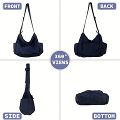 Casual Denim Hobo Shoulder Bag Crossbody Bag Stylish Large Capacity