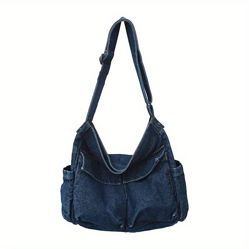 Casual Denim Hobo Shoulder Bag Crossbody Bag Stylish Large Capacity
