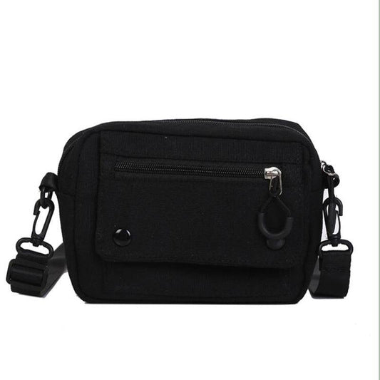 Canvas Crossbody Bag with Buckle Decor Flap Purse