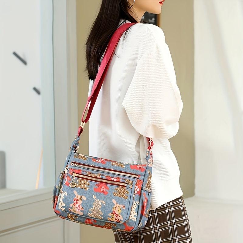 Retro Print Waterproof Crossbody Bag Large Capacity Casual Oxford Cloth Shoulder