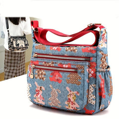 Retro Print Waterproof Crossbody Bag Large Capacity Casual Oxford Cloth Shoulder