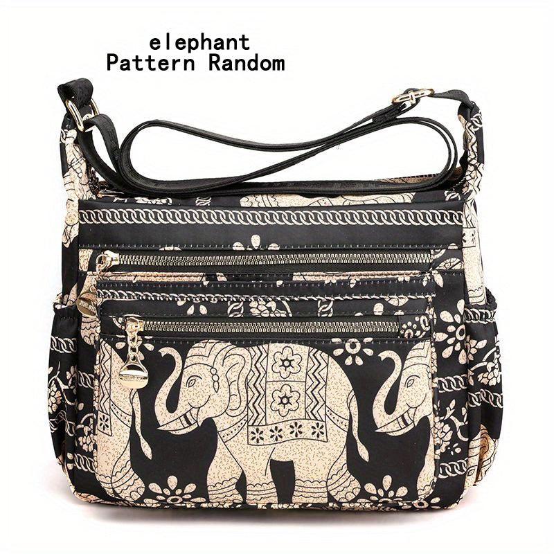 Retro Print Waterproof Crossbody Bag Large Capacity Casual Oxford Cloth Shoulder