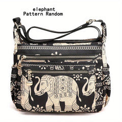 Retro Print Waterproof Crossbody Bag Large Capacity Casual Oxford Cloth Shoulder