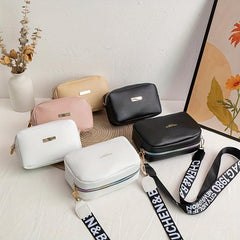 Minimalist Square Shoulder Bag All Match Crossbody Bag With Wide Strap Purse