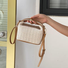 Straw Crossbody Bag Vacation Style Zipper Shoulder Bag