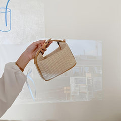 Straw Crossbody Bag Vacation Style Zipper Shoulder Bag