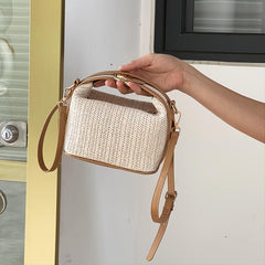 Straw Crossbody Bag Vacation Style Zipper Shoulder Bag