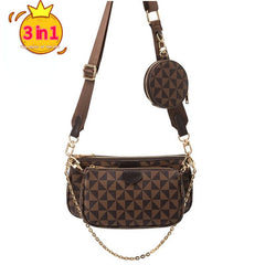 Geo Pattern Crossbody Bag with Coin Purse