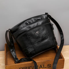 Vintage Embroidery Crossbody Bag Vegan Leather Shoulder Bag Women's Pocket
