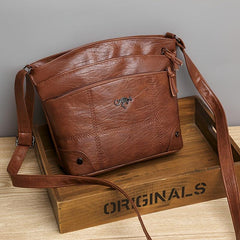 Vintage Embroidery Crossbody Bag Vegan Leather Shoulder Bag Women's Pocket