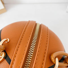 Basketball Circle Bag Chain Shoulder Round Purse Hand Zipper Bag