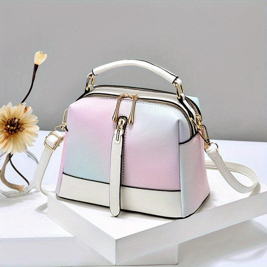 Ombre Crossbody Bag Double Zipper Shell Purse