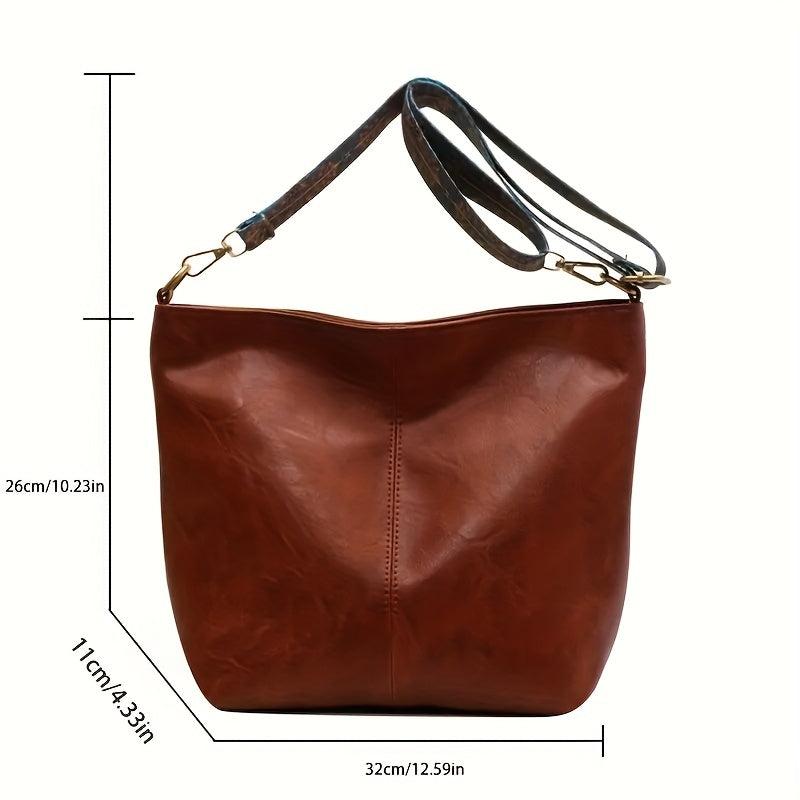 Vintage Large Capacity Crossbody Bag for Women Faux Leather Shoulder Bag