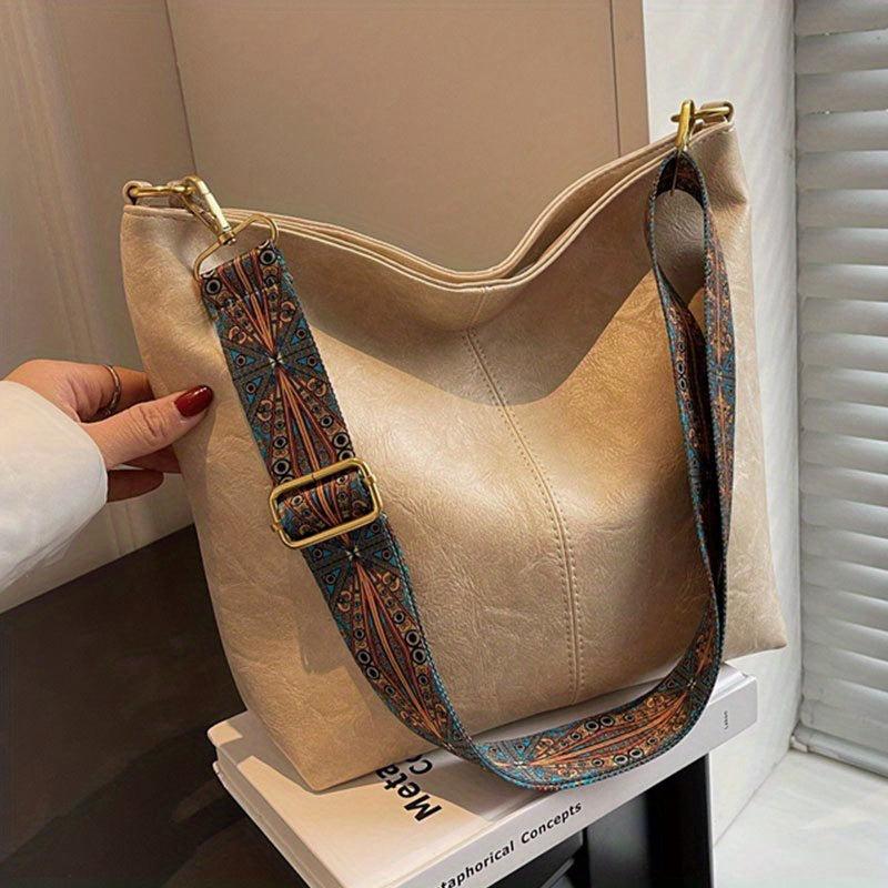 Geometric Strap Hobo Bag Crossbody Retro Style Shoulder Large Capacity