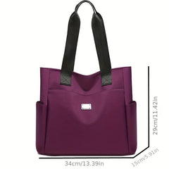 Waterproof Shoulder Bag Solid Versatile Shopping Handbag Large Capacity