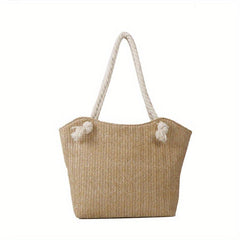 Minimalist Woven Shoulder Bag All Match Tote Straw Bag Beach Storage Bag