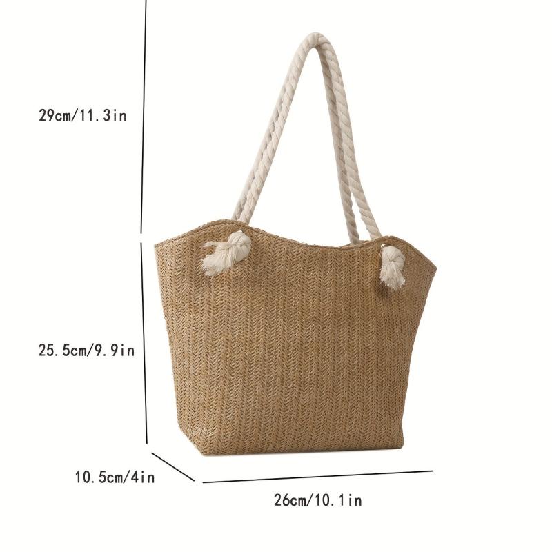 Minimalist Woven Shoulder Bag All Match Tote Straw Bag Beach Storage Bag