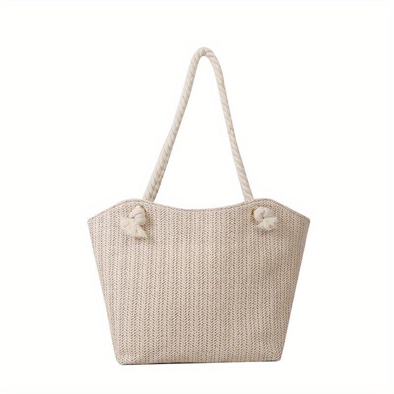 Minimalist Woven Shoulder Bag All Match Tote Straw Bag Beach Storage Bag