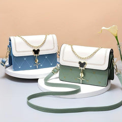 Love Heart Embroidery Shoulder Bag Women's Chain Crossbody Purse