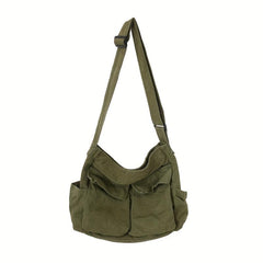 Canvas Messenger Bag Large Crossbody Bag With Multiple Pockets
