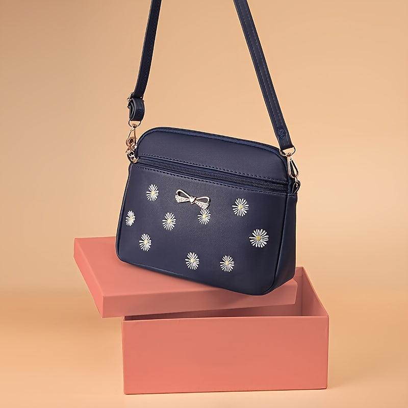 Classic Daisy Embroidery Shoulder Bag All Match Crossbody Bag