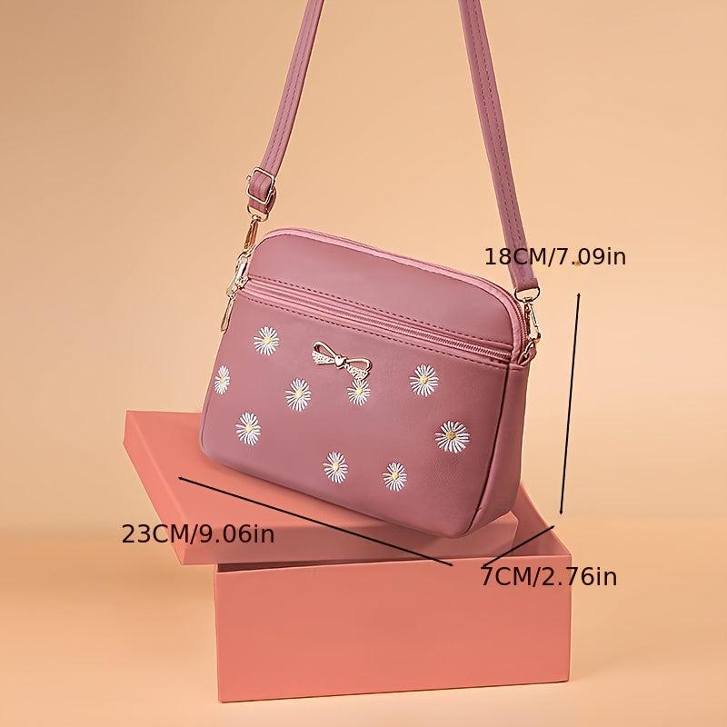 Classic Daisy Embroidery Shoulder Bag All Match Crossbody Bag