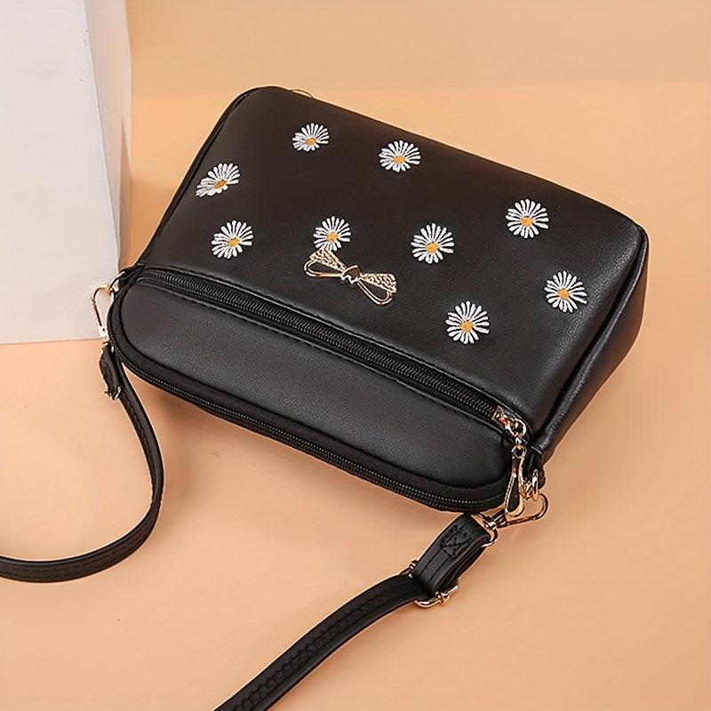 Classic Daisy Embroidery Shoulder Bag All Match Crossbody Bag