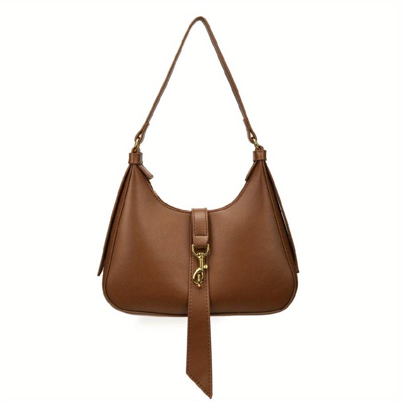 Metal Decoration Shoulder Bag Minimalist Faux Leather Underarm Bag