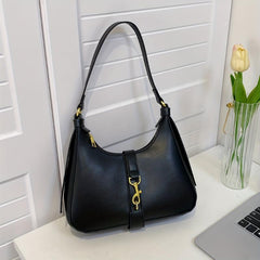 Metal Decoration Shoulder Bag Minimalist Faux Leather Underarm Bag