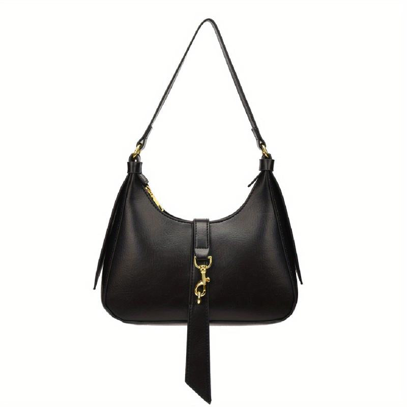 Metal Decoration Shoulder Bag Minimalist Faux Leather Underarm Bag