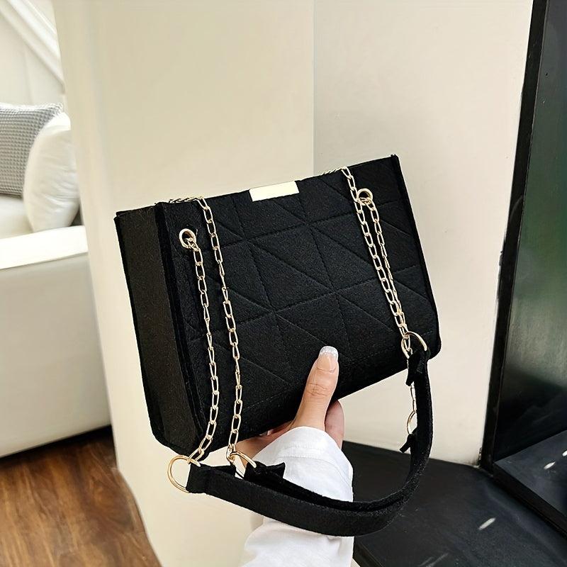 Felt Crossbody Bag Chain Shoulder Handbag