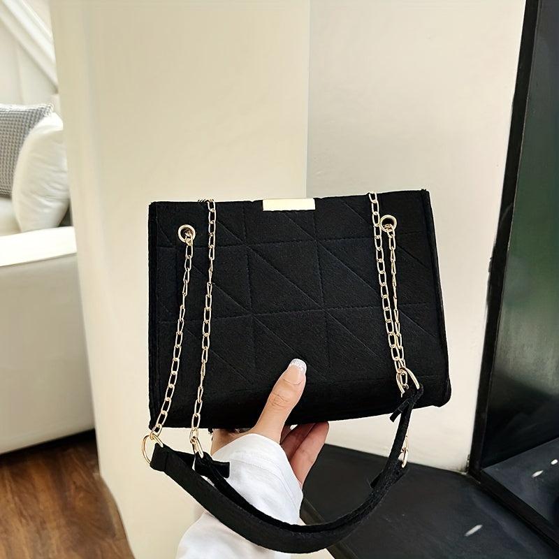 Felt Crossbody Bag Chain Shoulder Handbag