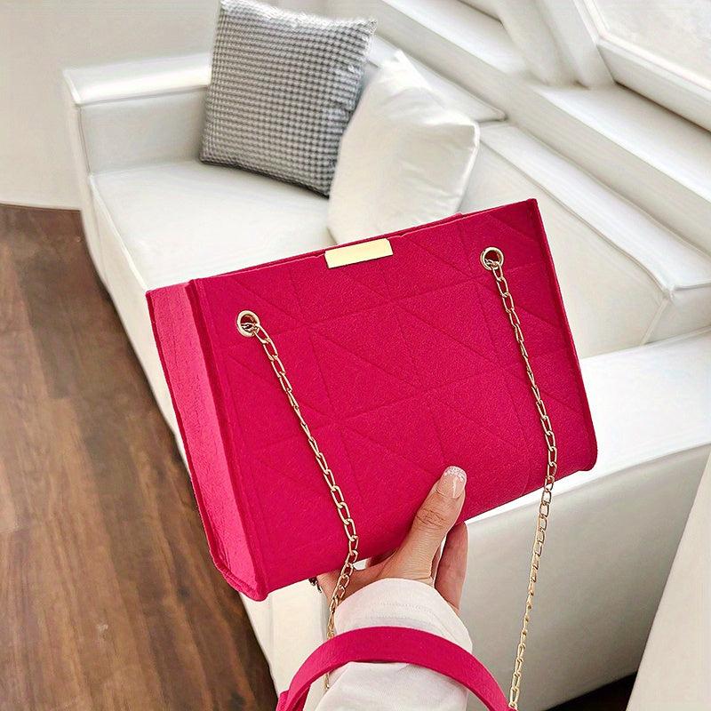 Felt Crossbody Bag Chain Shoulder Handbag