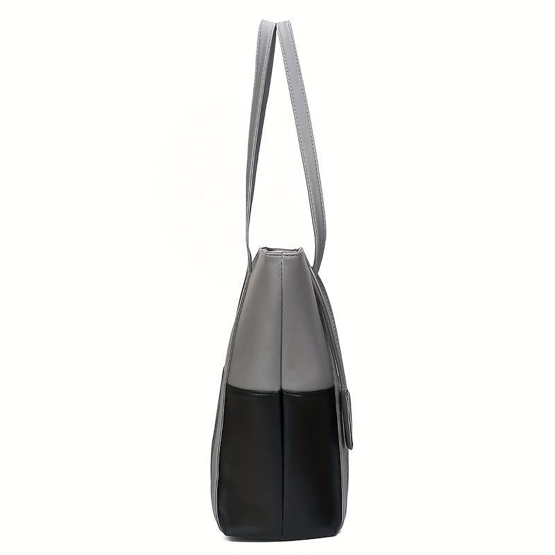 Contrast Tote Bag Large Capacity Handbags Women's PU Shoulder Bag