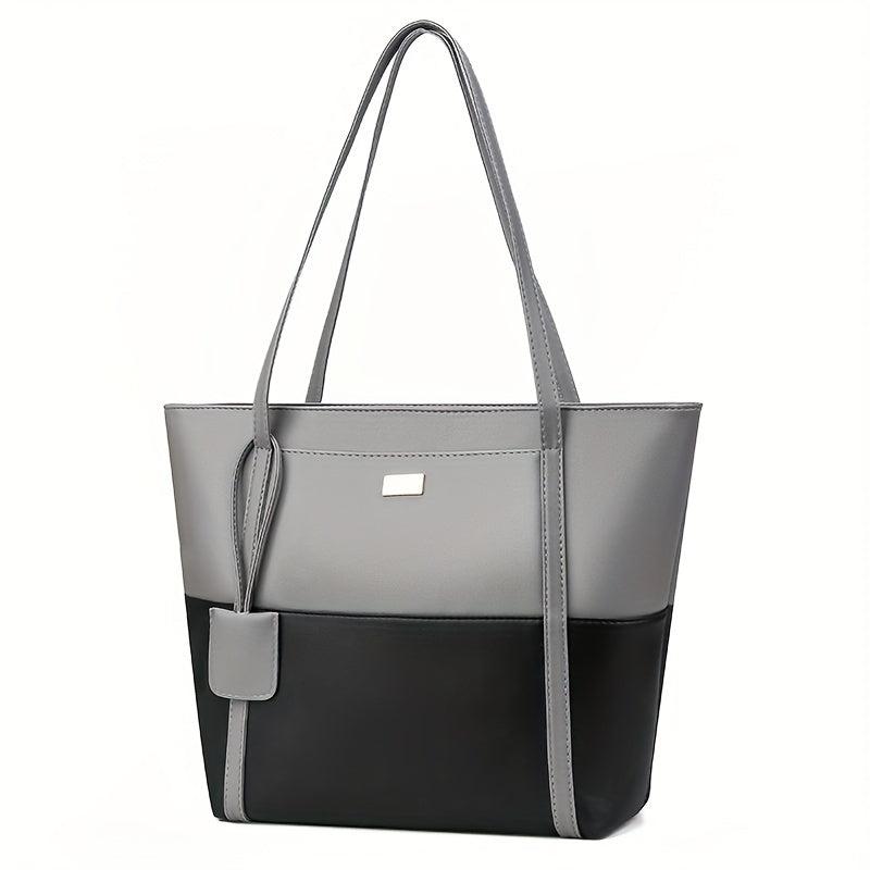 Contrast Tote Bag Large Capacity Handbags Women's PU Shoulder Bag