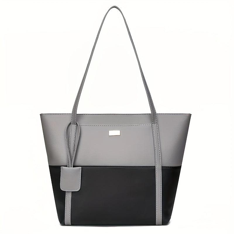 Contrast Tote Bag Large Capacity Handbags Women's PU Shoulder Bag