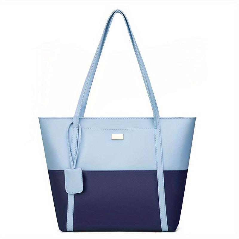 Contrast Tote Bag Large Capacity Handbags Women's PU Shoulder Bag