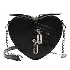 Heart Shape Shoulder Bag Gothic Crossbody Y2K Style Purse