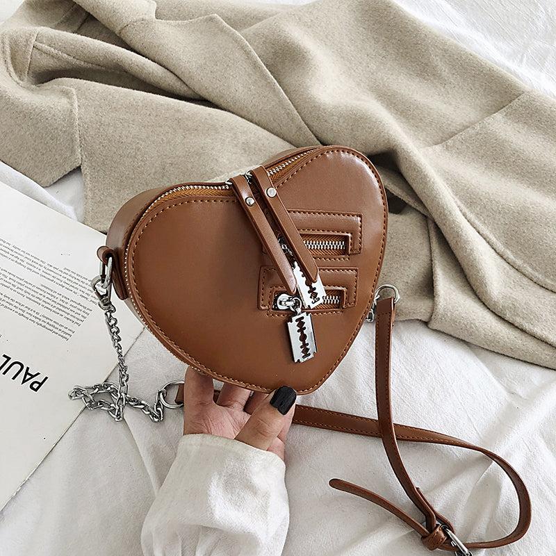 Heart Shape Shoulder Bag Gothic Crossbody Y2K Style Purse