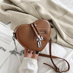 Heart Shape Shoulder Bag Gothic Crossbody Y2K Style Purse